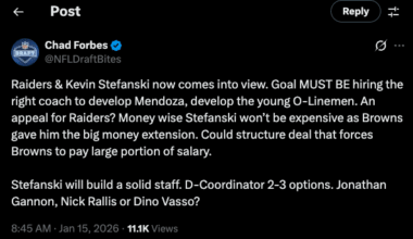 [Chad Forbes] Raiders & Kevin Stefanski now comes into view.