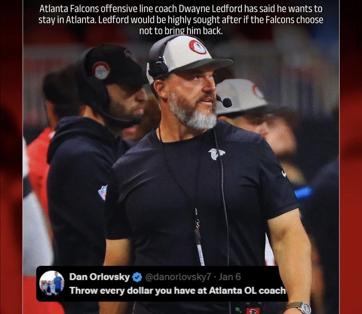 OL Coach and Run Game Coordiantor Dwayne Ledford wants to stay in ATL