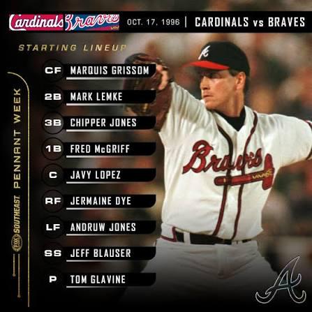 Lineup 10/17/1996 - Featuring 4 future Hall of Famers in what would become a 15-0 blowout