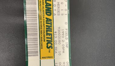 1993 A’s game. any idea who signed my ticket? bert somebody and someone with a name starting with J