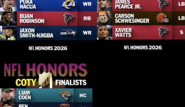 Jaxon Smith-Njigba, Nick Emmanwori and Mike Macdonald have been nominated for Offensive Player Of The Year, Defensive Rookie Of The Year and Coach Of The Year