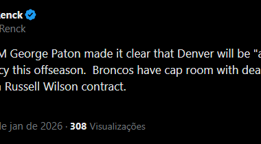 [Renck] #Broncos GM George Paton made it clear that Denver will be "aggressive" in free agency this offseason. Broncos have cap room with dead money leaving from Russell Wilson contract.