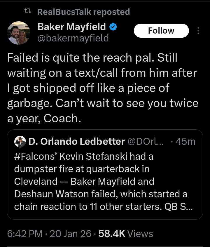 Failed is quite the reach pal. Still waiting on a text/call from him after I got shipped off like a piece of garbage. Can’t wait to see you twice a year, Coach.