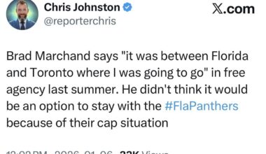 Brad Marchand: “It was between Florida and Toronto where I was going to go.”