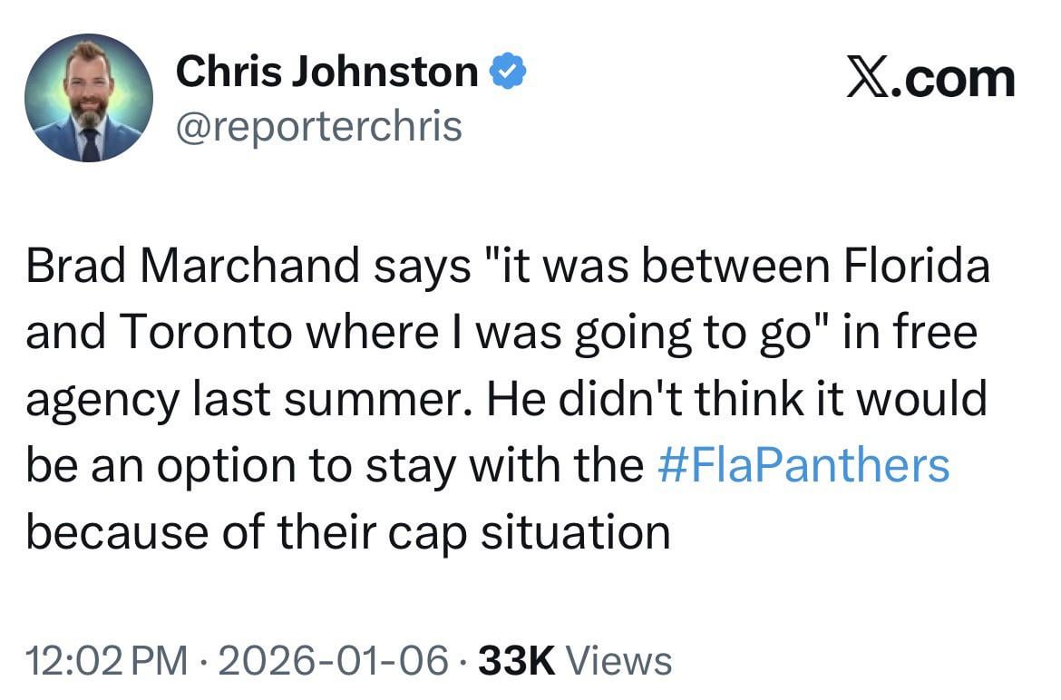 Brad Marchand: “It was between Florida and Toronto where I was going to go.”
