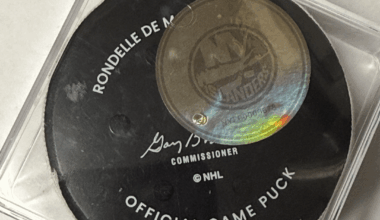 Stoked to land this game-used Islanders puck: Matthew Schaefer NHL Home Debut & 1st Start. Made his 1st pass on home ice with this puck (1st @ 19:55) and would later scored his career 1st goal in this game.