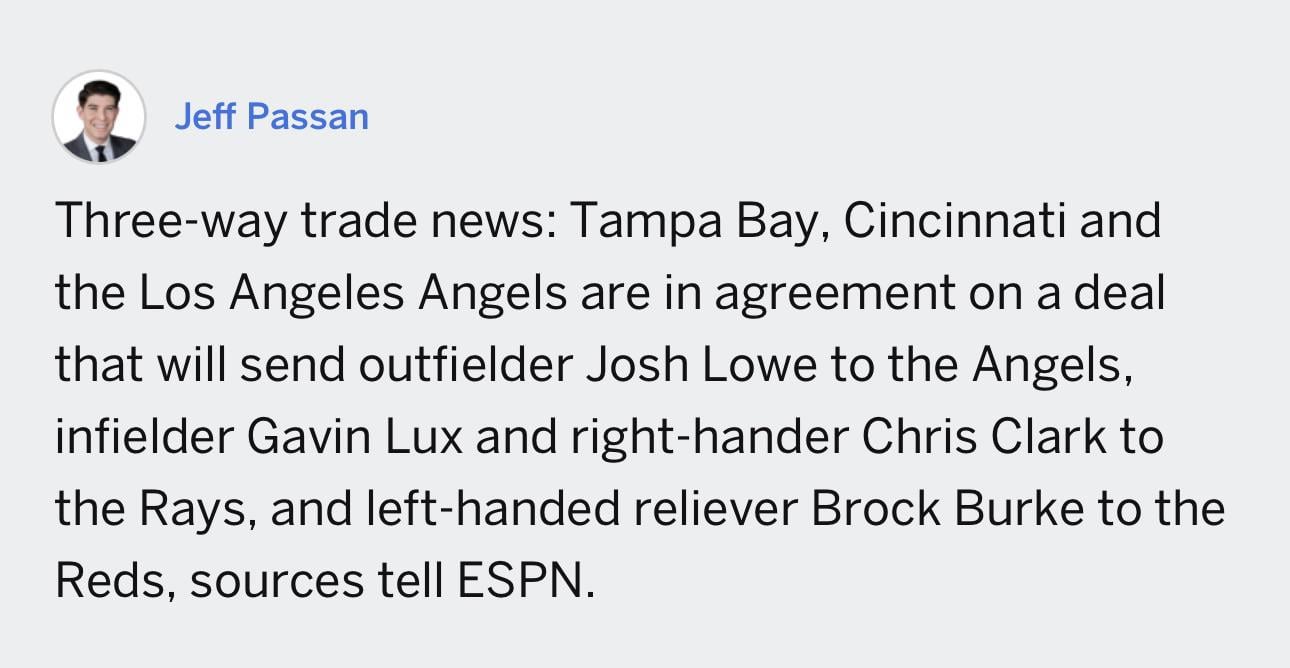 3 way trade involving angels. We get Josh Lowe