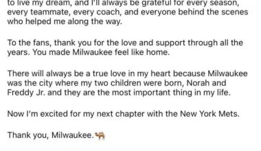 Freddy Peralta’s farewell message to Milwaukee and the Brewers organization