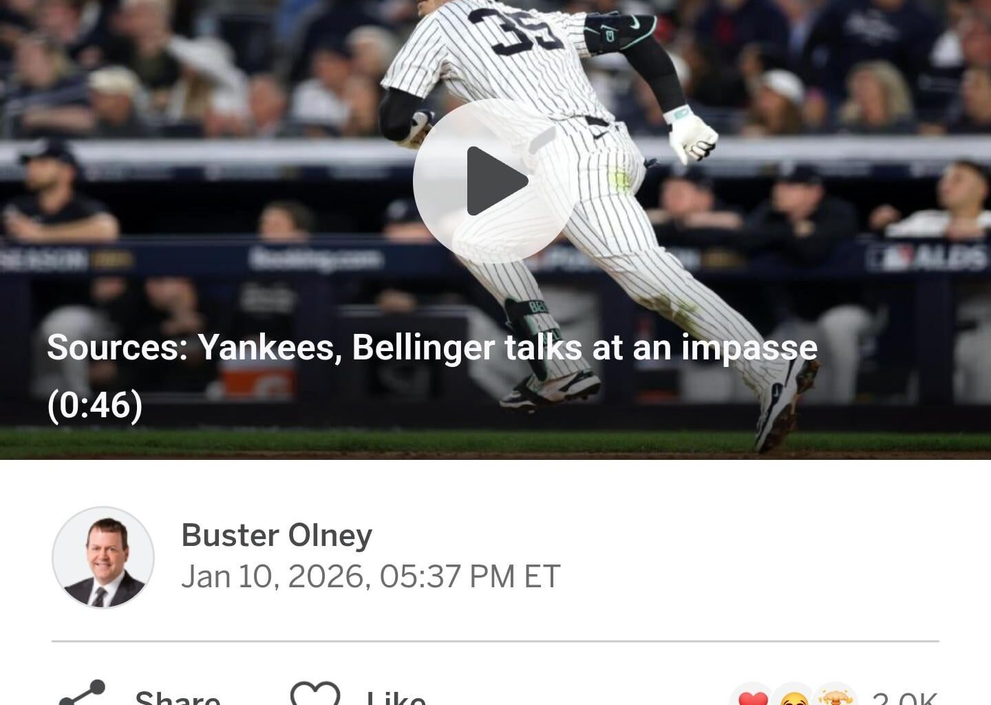 Yankees' negotiations with Cody Bellinger at an impasse