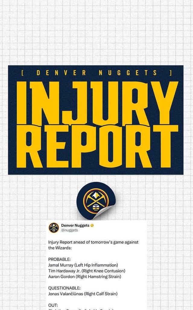 Big Val upgraded to Questionable for tomorrow nights game against the Wizards!!