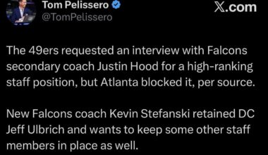 Falcons block Justin Hood from interviewing with 49ers