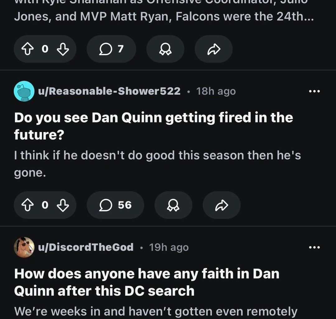 The switch up in this sub in just 1 hire is funny (I’m a Dan Quinn believer)