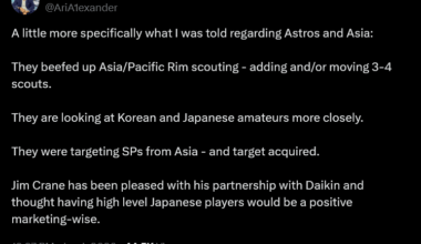 [Ari Alexander] A little more specifically what I was told regarding Astros and Asia: