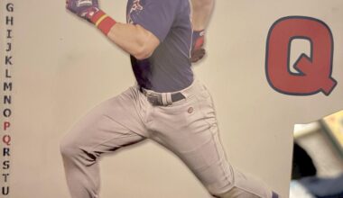 Q is for quick — so here’s a photo of known speedster Patrick Wisdom (with a mustache)