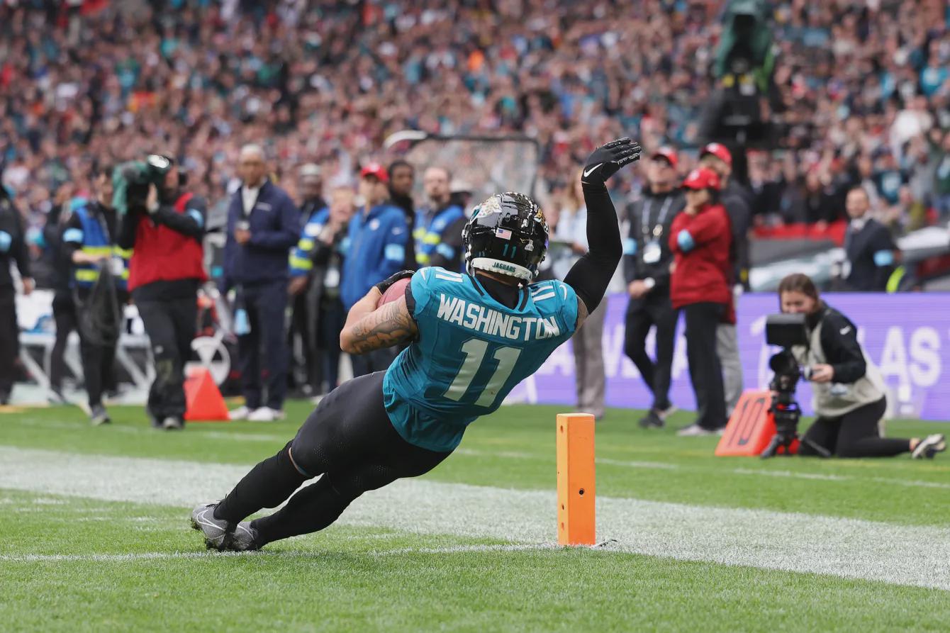 Parker Washington has more playoff receiving yards and TDs than Justin Jefferson