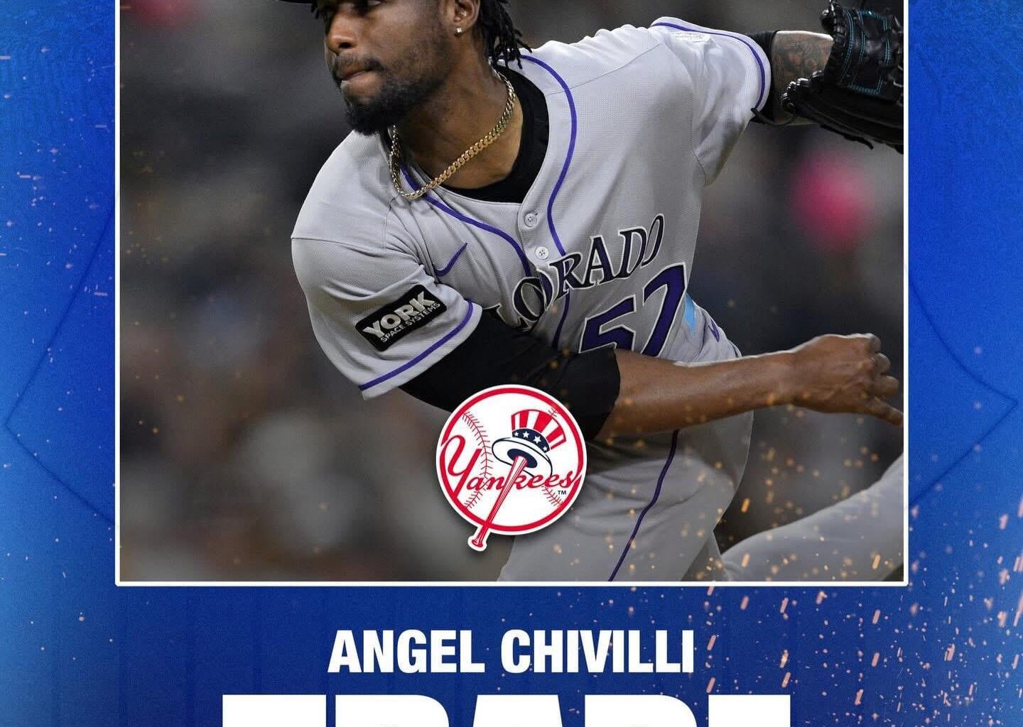 1 for 1 trade: The Yankees acquire Angel Chivilli from the Rockies. Colorado gets 1B prospect TJ Rumfield in return.