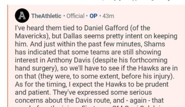 [ Sam Amick] Via his Reddit Ama on Hawks/Gafford/AD