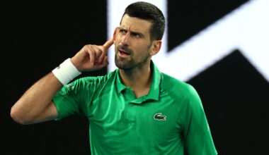 Novak Djokovic of Serbia celebrates winning match point against Botic van de Zandschulp of the Netherlands during the Men's Singles Third R