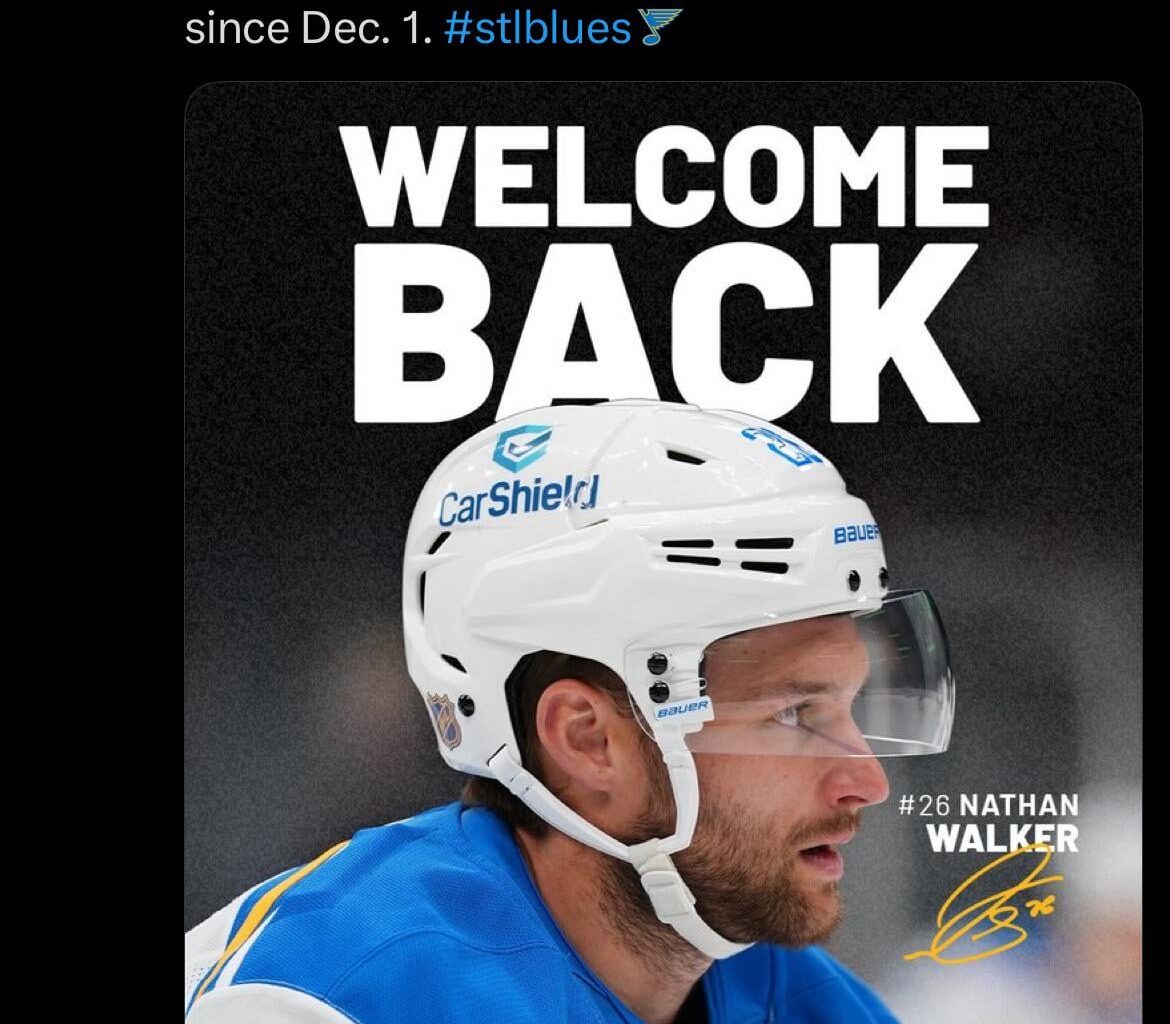 Nathan Walker will rejoin the lineup Wednesday night in Chicago for the first time since Dec. 1.