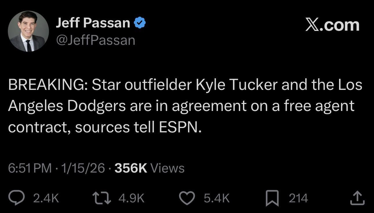 [Passan] Kyle Tucker to Dodgers