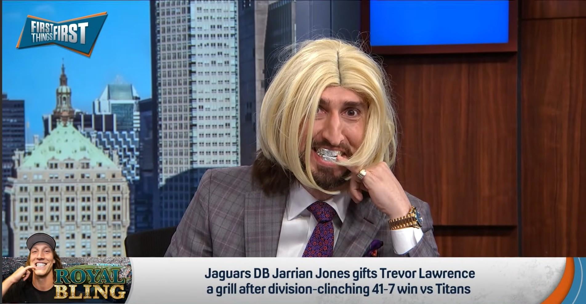 Nick Wright brings out the grill and the wig on FTF