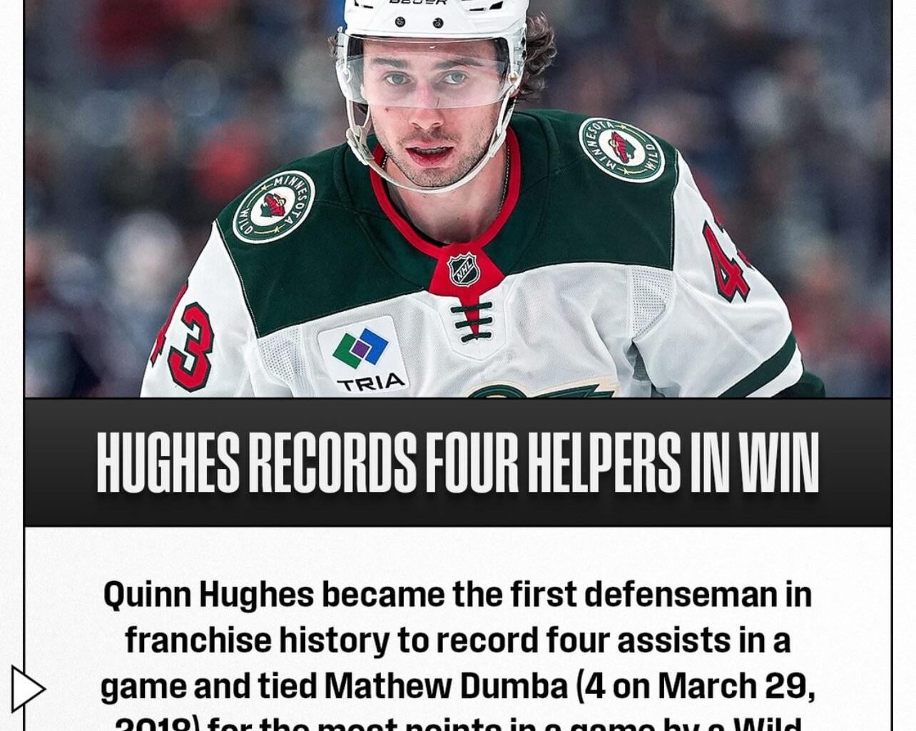 A Hughes stat from yesterday’s game