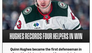 A Hughes stat from yesterday’s game