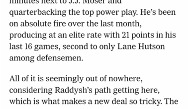 Raddysh's upcoming contract got mentioned in the Athletic today