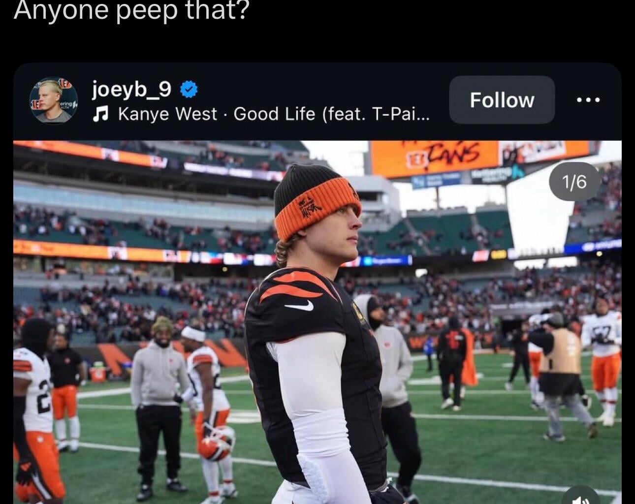 Joe Burrow IG post yesterday. Let’s get delusional.