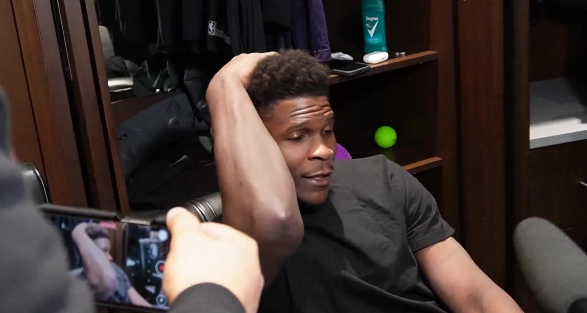 Anthony Edwards when asked if he had a message for the Minnesota community: "I just love Minnesota, all the love and support that they show me. So I'm behind whatever they with…