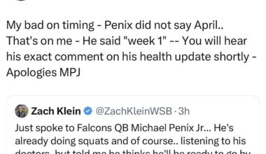 Penix said he will be back “week 1” not April