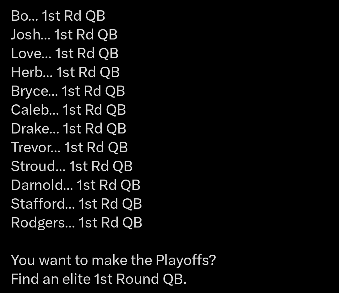 For all those who believe you dont need a 1st rd talent at QB.