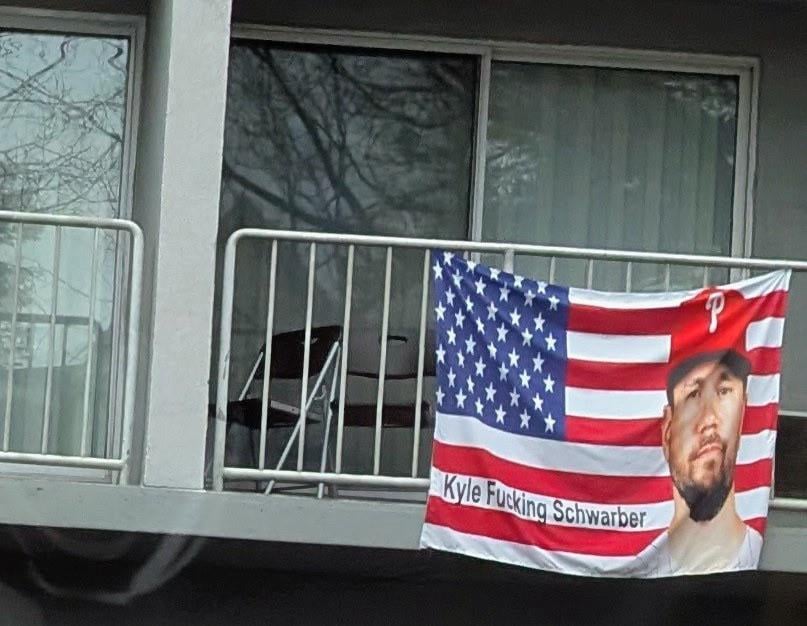 Kyle Fucking Schwarber, love whoever’s flag this is in Central PA 🫡