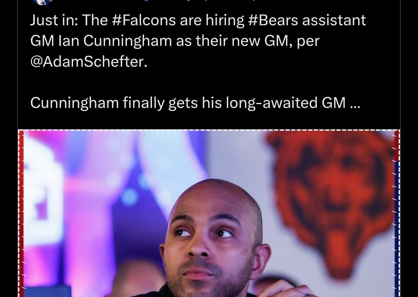 Matt Ryan Is Officially The Shadow GM Of The Atlanta Falcons. The #Bears will not receive two 3rd-round compensatory picks for Ian Cunningham leaving, because Matt Ryan is considered the lead football executive in Atlanta — not Cunningham, officially.