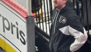 Shane Gillis chilling in the tunnel during the Rangers game this afternoon