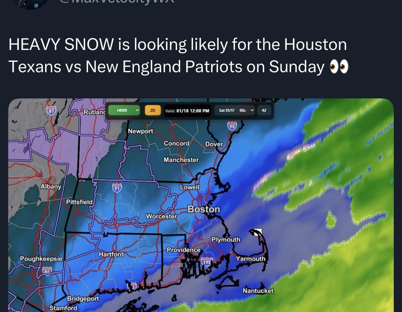 Chances of snow are now up to 90% tomorrow for the game.