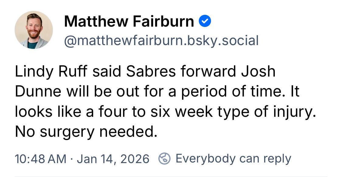 Josh Dunne out with injury