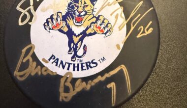 Had this puck signed by 6 players during inaugural year
