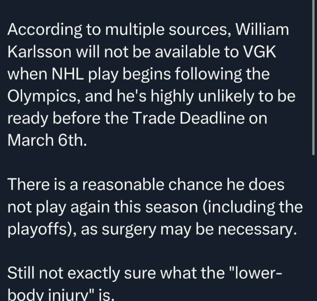 Karlsson Update (It isn't good)