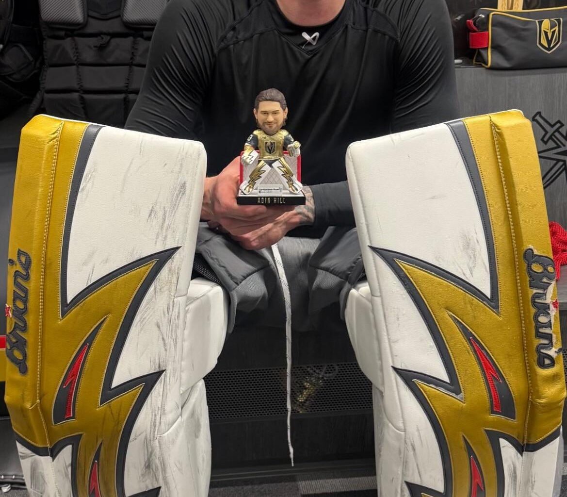 Adin Hill with his Bobblehead