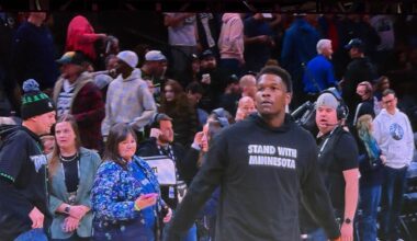 Wolves wearing “Stand With Minnesota” shirts for warmups tonight