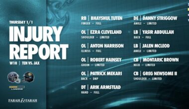 New Years injury report