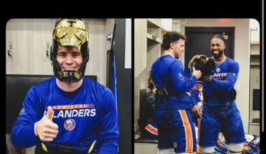 One Tony D hands another Tony D the Iron Man mask. You love to see it!