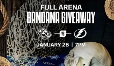 Bandana giveaway at the Jan. 26th game