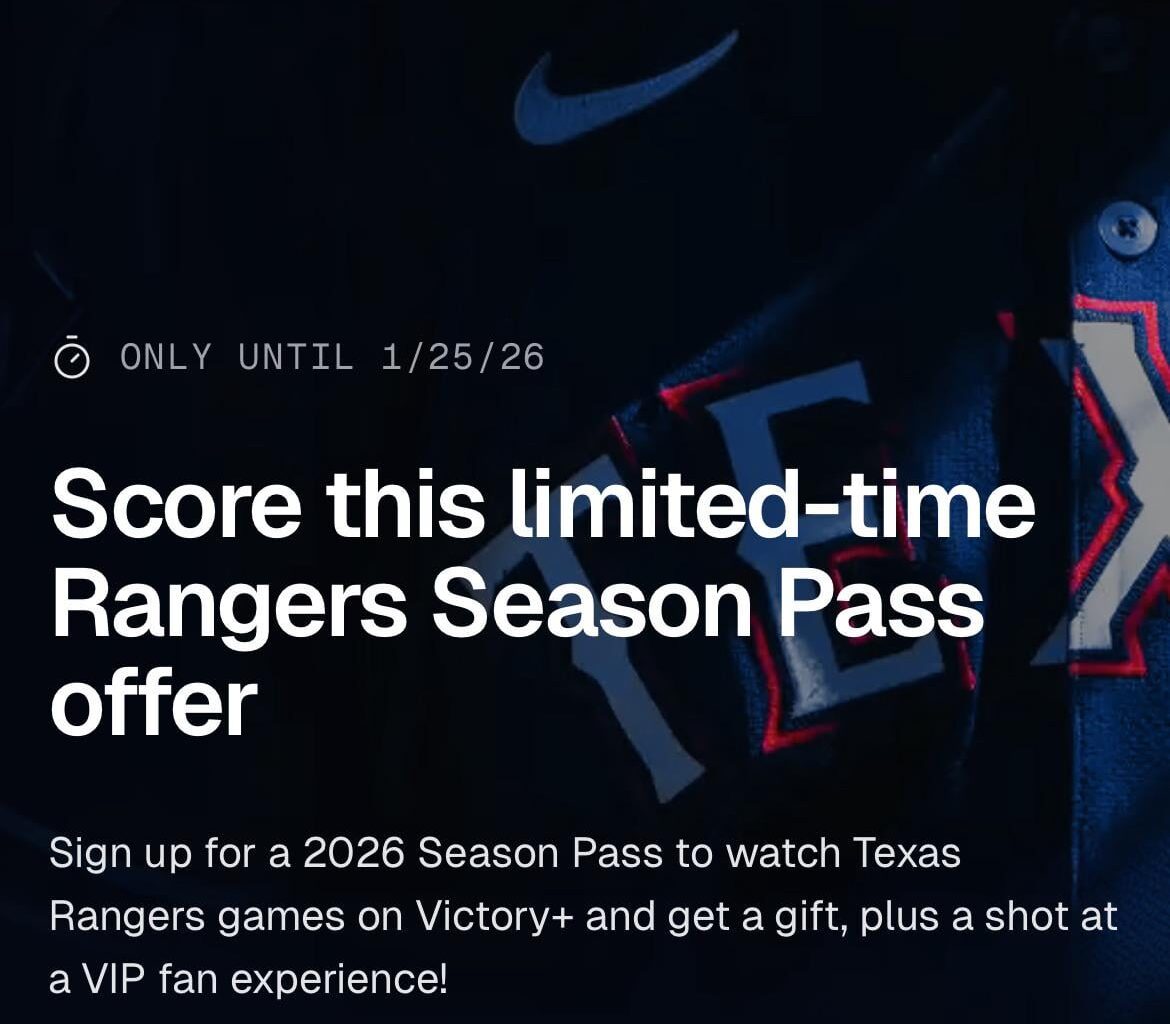 Victory+ is now requiring a $140 annual subscription to watch the Texas Rangers. Let’s hope this doesn’t become the new normal.