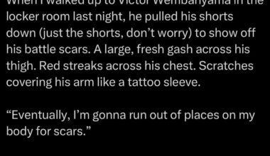 [Weiss] When I walked up to Victor Wembanyama in the locker room last night, he pulled his shorts down