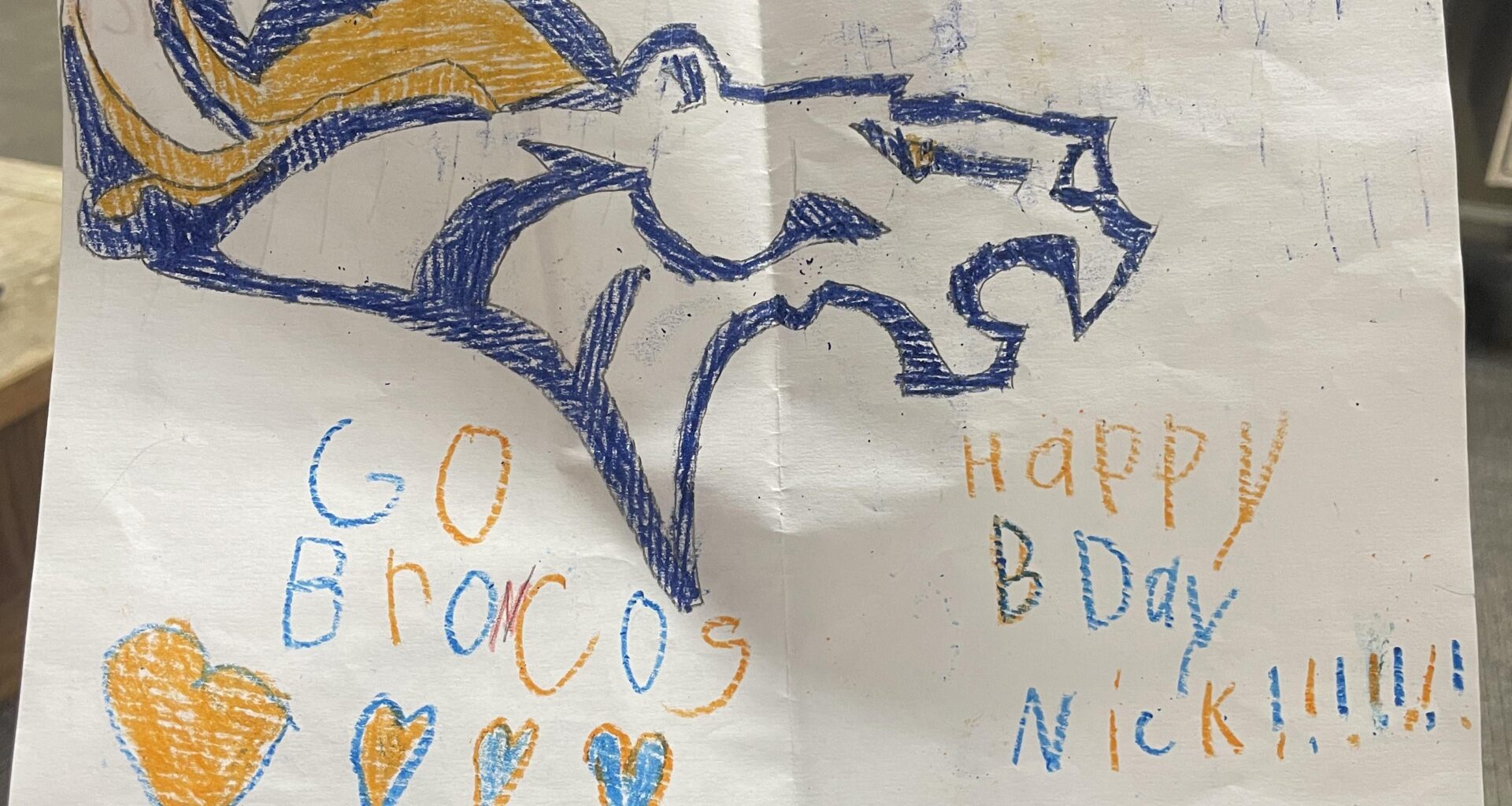 My 6 year old daughter made me a birthday card. Go Brocos🧡