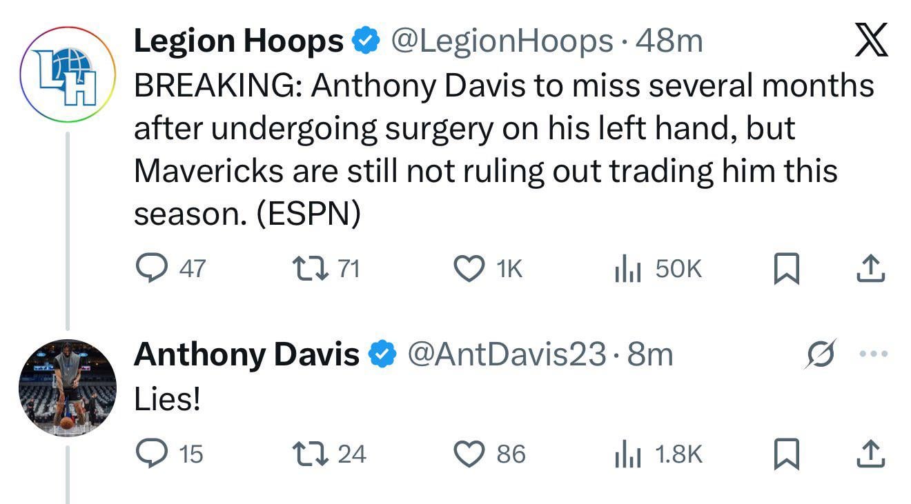 Anthony Davis says Shams is lying!
