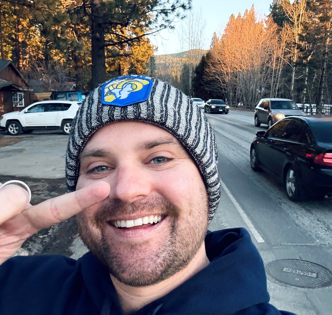 Repping my new Rams beanie in Tahoe. Less than 24 hours away Ramily!! Let’s goooooo