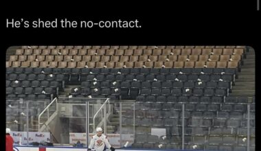 [Jameson Olive] Matthew Tkachuk participating in morning skate in a regular jersey. He’s shed the no-contact.